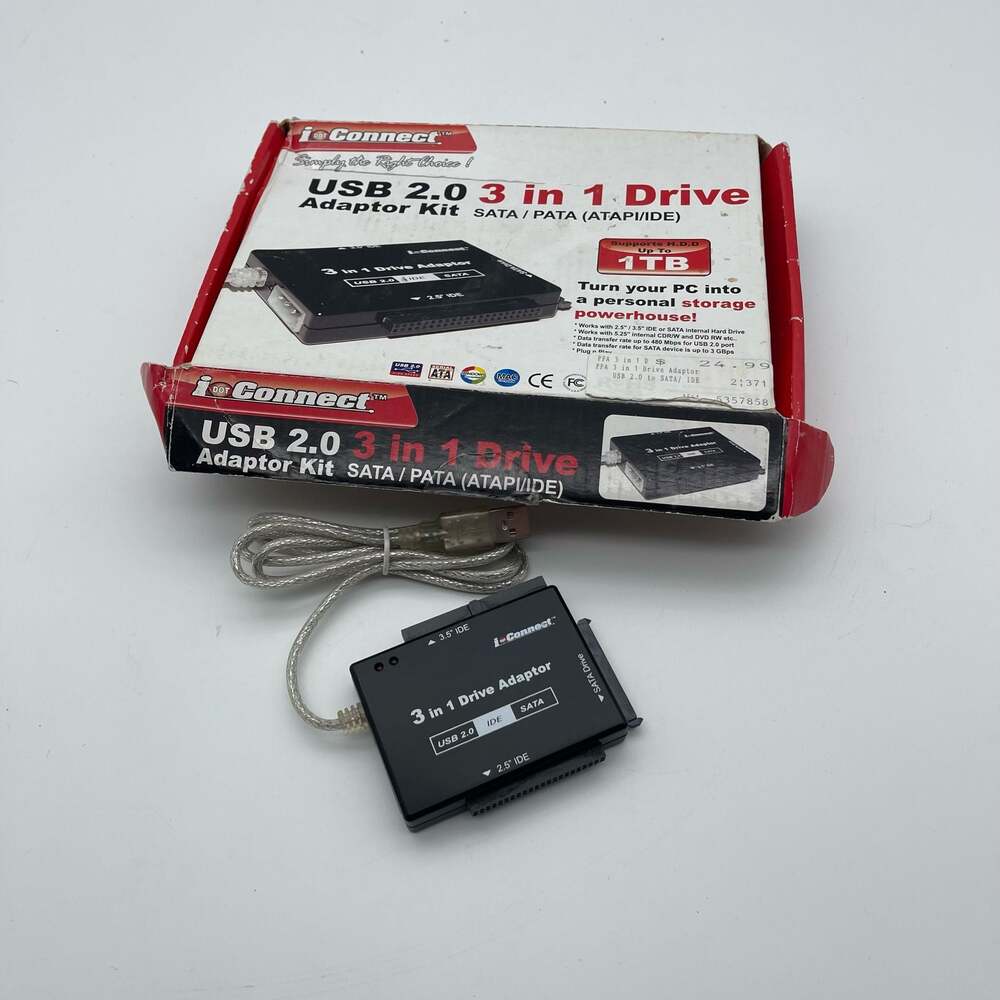 i-Connect USB 2.0 3-in-1 Drive Adaptor Kit for SATA/PATA (IDE) Hard Drives‎